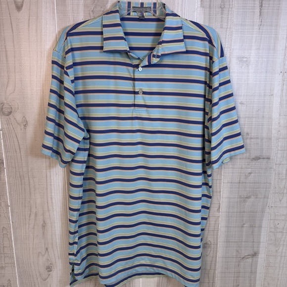 PETER MILLAR Summer Comfort Striped Multi Golf Outdoor Athleisure Polo Men's L - Picture 2 of 10
